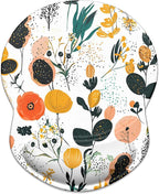 ITNRSIIET Ergonomic Mouse Pad with Gel Wrist Support Small Wrist Rest Smooth Surface Non-Slip PU Base Comfortable Office Supplies Pain Relief, 8.7 x 7.2 inches, Beautiful Flowers and Plants