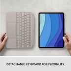 Logitech Combo Touch iPad Pro 11-inch (1st, 2nd, 3rd, 4th gen - 2018, 2020, 2021, 2022) Keyboard Case - Detachable Backlit Keyboard, Click-Anywhere Trackpad - Sand; USA Layout