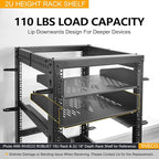 RIVECO 2U Server Rack Shelves for 19" Network Cabinet, Rack Mount Vented Cantilever Trays for Deep IT & Audio Equipment, 18" Depth, 2 PCS Black