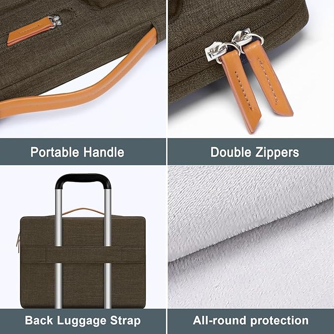 MOSISO 360 Protective Laptop Case 16 inch, 15-15.6 inch Laptop Sleeve Compatible with MacBook Pro 16, HP, Acer, Dell, Lenovo, ASUS, Side Open Carrying Case with 4 Zipper Pockets&Handle,Carob Brown