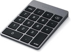 Satechi Slim Aluminum Bluetooth Keypad, Wireless Number Pad with 18 Keys, Micro USB Rechargeable Numpad, External Number Pad for MacBook Air/Pro M4, iPad Air/Pro M4/M3, iMac, PC - Space Gray