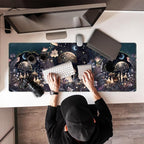 Cute Dark Mushroom Moon Night Mouse Pad XL Extended Gaming Mat with Stitched Edges, Computer Laptop Keyboard and Mouse Mat for Women Office Desk Decor, 31.5x11.8 in