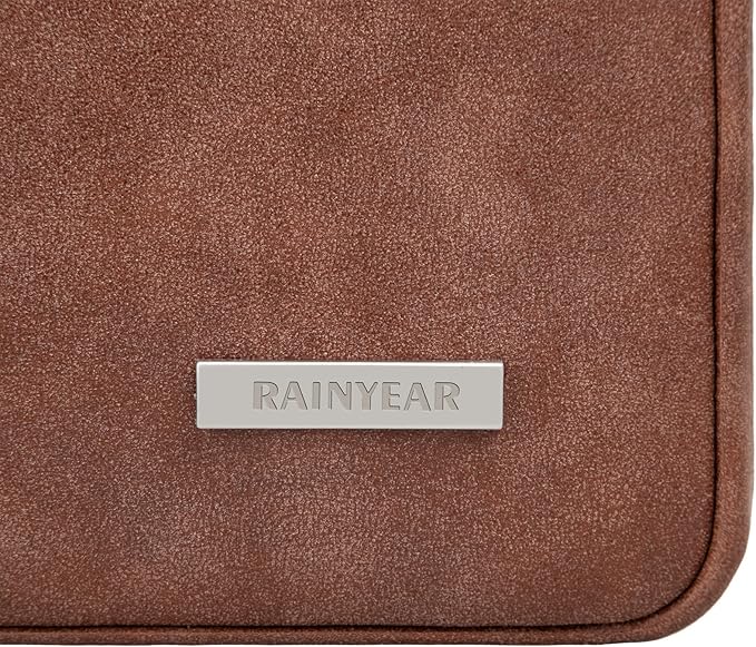 RAINYEAR 15 Inch Laptop Sleeve PU Suede Leather Case Padded Cover Water Resistant Carrying Computer Bag Compatible with 15.4 MacBook Pro/Air, Surface Laptop 3/4 15", New XPS 15 Touch(Brown)