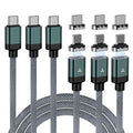 ZBF 100W USB C Magnetic Charging Cable, 2 in 1 Charger Cable for Type C(3 Pack, 4/6.6/6.6FT) 480Mbps Data Transfer, 5A Fast Charging for Phone 17 16 15,14,13 Pro Max, MacBook Pro,Pad,Galaxy S22,Pixel