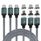ZBF 100W USB C Magnetic Charging Cable, 2 in 1 Charger Cable for Type C(3 Pack, 4/6.6/6.6FT) 480Mbps Data Transfer, 5A Fast Charging for Phone 17 16 15,14,13 Pro Max, MacBook Pro,Pad,Galaxy S22,Pixel
