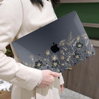 MEEgoodo for MacBook Air 13.3 inch Case 2021 2020 2019 2018 A2337 M1 A2179 A1932, Case for MacBook Air M1, Hard Shell with Keyboard Webcam Cover & Trackpad Film & Type C Adapter,Golden Flowers & Herbs