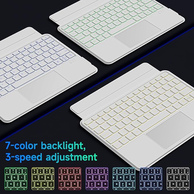 nimin Detachable Keyboard Cases for 12.4-inch Samsung Galaxy Tab S7+/S8+/S7FE,Built-in S Pen Holder and Trackpad,7-Color Backlit, Auto Sleep/Wake,Snow White