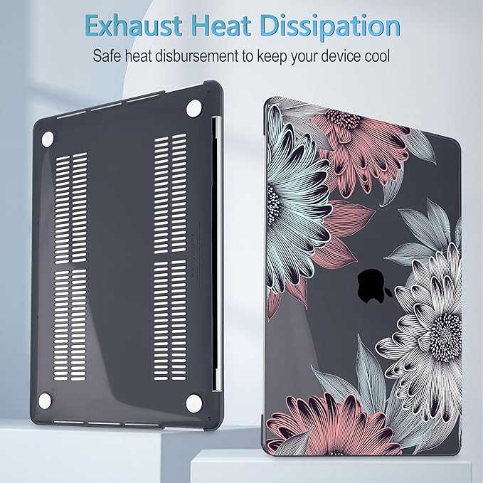 Mektron for MacBook Pro 16 inch A2141 Case 2020 2019 Release with Retina Display & Touch Bar & Touch ID, Blooming Chrysanthemums Plastic Hard Shell Cover Keyboard Skin Screen Protector Dust Plug