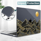 TWOLSKOO Compatible with M4 MacBook Air 15 inch Case 2025-2023 Released Model M4 A3241 M3 A3114 M2 A2941, Plastic Hard Shell & Screen Protector & Keyboard Cover & Trackpad Film, Golden Mountain