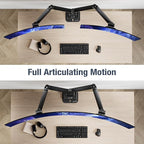 AVLT Dual 57 Inch Heavy Duty Stacking Monitor Arm Pole Top Mount With USB-C USB-A Ports-Black, Height Adjustable, Easy Install Top C-Clamp/Grommet With Reinforcement Plates, VESA Compatible 200/100/75