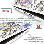TWOLSKOO Compatible with M4 MacBook Air 13.6 inch Case 2025-2022 Release M4 A3240 M3 A3113 M2 A2681, Plastic Hard Shell & Keyboard Cover & Type C Adapter & Screen Protector, Garden Flower