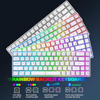 Snpurdiri 60% Wireless Gaming Keyboard and Mouse Combo,LED Backlit Rechargeable 2000mAh Battery,Mini Mechanical Feel Anti-ghosting Keyboard +Popular RGB Gaming Mice for PC Gamer (White)