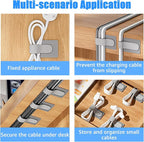 80PCS Hook and Loop Cable Ties, Hook and Loop Cable Straps, Under Desk Cable Management, Adhesive Cable Clips, Sticky-Back Cord Organizer for Desk, Household & Office Organization (Black+Gray)