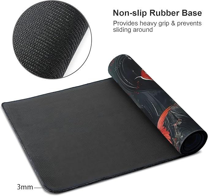 Koi Fish Large Mouse Pad,Gaming Keyboard Desk Pad,Extended Mouse Mat Non-Slip Rubber Base with Stitched Edges for Office Game Home XXL 35.4"x15.7"
