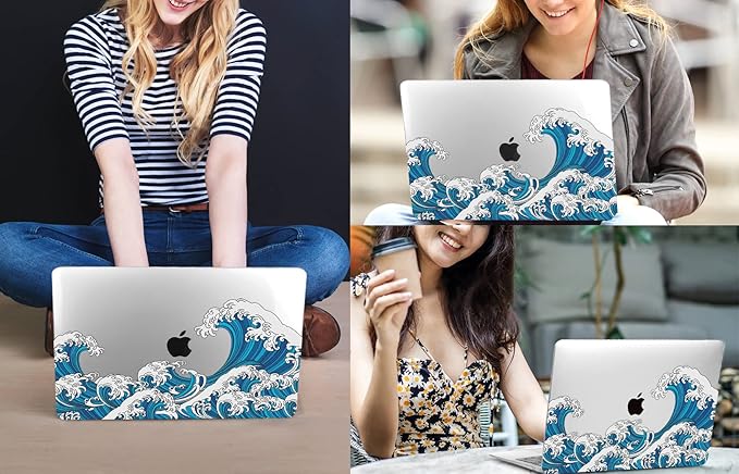 CISSOOK Ocean Case for MacBook Pro 14 inch 2021 2022 2023 2024 Release Model A2442 M1 &A2779 M2 &A2992 A2918 M3 & A3112 A3185 A3401 M4 Pro/Max Chip, Wave Hard Shell for Pro 14-inch with Touch ID