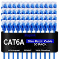 Rapink Patch Cables Cat6a 0.5ft (50 Pack) Slim, Cat6a Ethernet Patch Cable 10G Support, Snagless Cat 6 Patch Cable for Patch Panel to Switch, Flexiable Cat 6a Ethernet Cable with Gold Plated