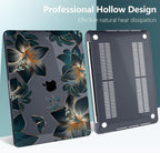 TWOLSKOO Compatible with MacBook Pro 13 inch Case 2023-2016 A2338 M2/M1 A2251 A2289 A2159 A1989 A1706, Plastic Hard Shell Cover & Keyboard Skin & Screen Protector - Golden Lilies