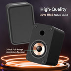 LONPOO Blueooth Computer Speakers for Desktop PC and Laptop, Plug-N-Play, 30W RMS Active Bookshelf Speaker with 3-Inch Full Range Speaker,Support USB Playback,Aux-in and 3.5mm Earphone Port