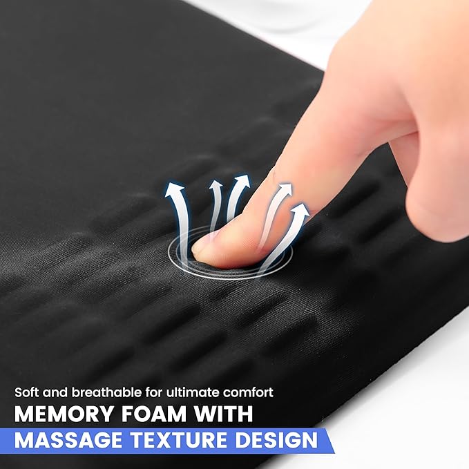 MEKASS Ergonomic Mouse Pad with Wrist Support, Wrist Rest Mousepad for Carpal Tunnel Pain Relief, Memory Foam with Massage Design, Non-Slip PU Base for Office and Home (Classic Black)