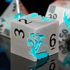 Blue Dragon Metal DND Dice Set,HNCCESG Cool D&D Dice Set of 7 Piece,Dungeons and Dragon Gift Dice, Role Playing Dice for D&D Table Games（(Matte Silver Blue2 Dragon)