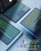 GreenLaw Keyboard Case for iPad Air 11-inch (M3/M2) 2025/2024 & Air 4th/5th Gen & iPad Pro 11 inch (1st/2nd/3rd/4th Gen), Smart Touchpad, 7-Color Backlit, Stain Resistant Cover, Navy Blue