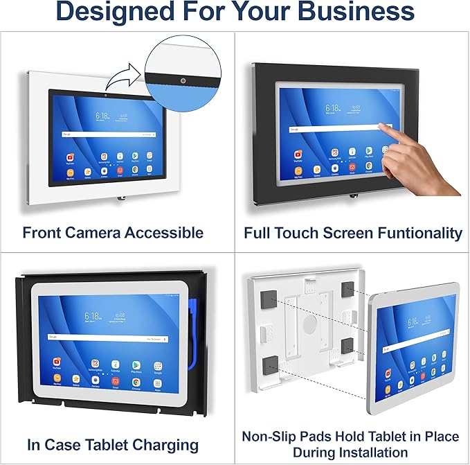 TABcare Locking Anti-Theft Metal Case for Samsung Galaxy TAB A 10.5" Tablet for Kiosk, POS, Store, Show Display, Time Clock (TAB A 10.5, White)