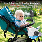 Misting Baby Stroller Fan, 4000mAh Rechargeable Battery Operated, 270°Pivoting, 15H Cooling,50ml Portable Water Sprayer Misting Fan with Flexible Tripod Clip on Car Seat Crib Treadmill Bunk Bed