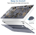 Mektron Compatible with M4 MacBook Air 15 inch Case 2025 A3241 2024 2023 M3 A3114 A2941 M2 Liquid Retina Display Touch ID, Plastic Hard Case & Keyboard Skin & Screen Protector - Gold Floral