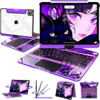 Intermerge Clear Keyboard Case for iPad Pro 11" (M4) 2024 Only, 360° Swivel Multi-Touch Trackpad, 7-Color RGB Backlit, Pencil Holder, Type-C, Power Indicator, Neon Pulse