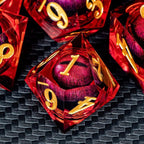 ARUOHHA DND Dragon Eye Dice Liquid Core Red Resin Sharp Edged Dice with Gift Box, Polyhedral D and D Dice Set Handmade Role Playing Game D20 D12 D10 D8 D6 D4