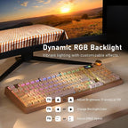 iRocks K85R Wireless RGB Backlit Mechanical Gaming Keyboard with LCD Display, Hot-Swappable Pre-lubed Brown Switches, 98 PBT Keys, USB-C Detachable Cable (Light Golden, Bubble Switch)