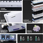 EPOMAKER Galaxy100 QMK/VIA Wireless Mechanical Keyboard with 8000mAh Battery and Numpad, CNC Aluminum, Full Size Gaming Keyboard, USB-C/BT5.0/2.4Ghz (White Purple, Wisteria Linear Switch)