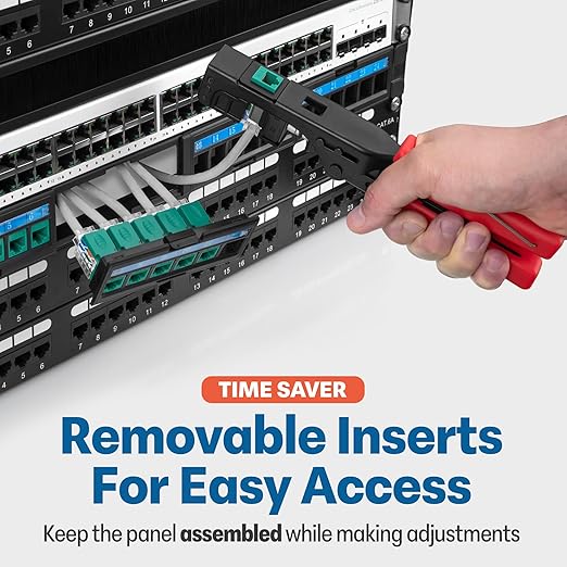 Everest 24 Port Keystone Patch Panel (1-Pack) - Removable 6-Port Panels - Use with Slim Profile Keystones ONLY (Wider Jacks May not fit Side by Side)