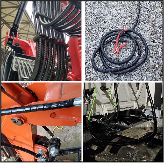 Spiral Wrap Hose Cable Protector - 1.58" OD x 12' Pre-Cut Lengths-Safe Hose Protector to Avoid Wear and Extend Life for Hydraulic Pneumatic Hoses