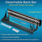 Rapink 48 Port Cat7 Patch Panel with Inline Keystone 10G Support, 19-Inch STP Shielded Coupler, 2U Network Patch Panel for Cat7, Cat6, Cat6A, Cat5e Cabling