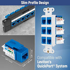 Everest 45° Angled RJ45 Cat6 Keystone Jacks 50-Pack in Blue - Slim Profile Female RJ45 Connectors - Cat 6 Keystone Jack - Compatible with 45° Angled Speed Termination Tool - 45Term (B0BL3GS7ZY)