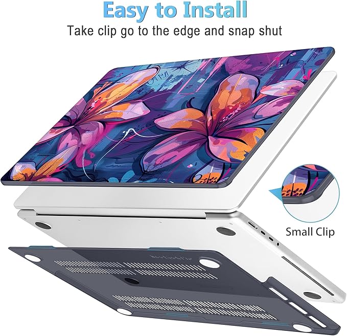 Mektron Case for 2025 MacBook Pro 16" M4 A3403 A3186 M3 A2991 M2 A2780 M1 A2485 (2021/2023/2024) Pro/Max with Touch ID, Hard Shell Plastic Laptop Cover Keyboard Cover, Graffiti Flower