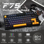 EPOMAKER x Aula F75 Gasket Mechanical Keyboard, 75% Wireless Hot Swappable Gaming Keyboard with Five-Layer Padding&Knob, Bluetooth/2.4GHz/USB-C, RGB (Black, Ice Vein Switch)