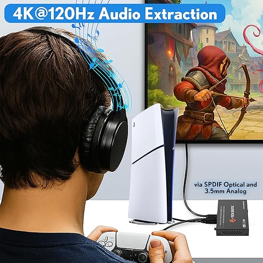 8K HDMI Switch 2 in 1 Out, 8K@60Hz 4K@120Hz 1080P@240Hz with Audio Extraction, HDMI to Optical & Analog 3.5mm, HDR HDCP2.3 EDID Control (JTECH-8KSW21AE)