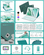Keyboard Case for iPad 9th 8th 7th Generation 10.2" - 7 Colors Backlit Detachable Folio Keyboard Cover with Pencil Holder for iPad Pro 10.5" / iPad Air 3rd Gen (Cyan)