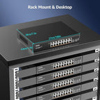 YuanLey 18 Port 2.5G PoE Switch Unmanaged, 16 x 2.5G Base-T PoE Ports, 2 x 10G SFP+, IEEE802.3af/at, 250W, Compatible with 100/1000/2500Mbps, Metal Case, Desktop/Rack Mount 2.5Gbe Network Switch