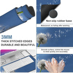 Flying Dandelion Seeds Gaming Mouse Pad 3mm Thick Stitched Edge Waterproof Non-Slip Large Computer Keyboard Mouse Mat,Suitable for Office Entertainment Decorative Desk Pad 35.4 x 15.7 Inches