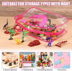 6 PCS Waterproof Toy Storage Bags With Zipper, Clear Toy Storage Organizer, Portable Organizer For Blocks, Puzzles, Books, Board Games, Clay(Red, Blue)