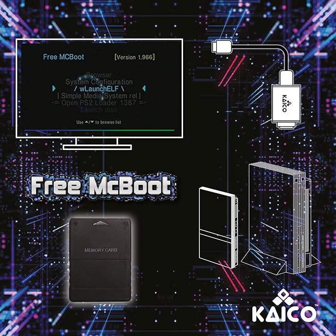 Kaico Free McBoot 8MB PS2 Memory Card – FMCB 1.966 for PS2 Console – Free McBoot PS2 Plug & Play – Memory Card PS2 Softmod Solution
