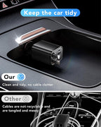 Retractable Car Charger, 4 in 1 Fast Car Charging 60W, Compatible for iPhone 16 Car Travel Essentials Charger, Women Men for Gifts USB C Car Honda Civic Accessories Adapter Compatible for iPhone 16 15