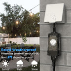 G-ELEK Outdoor Timer Outlet Waterproof, 24 Hour Outdoor Light Timer, Timers for Electrical Outlets, Ideal for Pool Pump, Christmas Lights, Heavy Duty, 1 Grounded, CSA Listed, 2 Pack