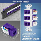 Everest 45° Angled RJ45 Cat6 Keystone Jacks 20-Pack in Purple - Slim Profile Female RJ45 Connectors - Cat 6 Keystone Jack - Compatible with 45° Angled Speed Termination Tool - 45Term (B0BL3GS7ZY)
