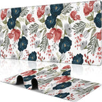 Watercolor Flowers Desk Mat,Large Colorful Floral Gaming Keyboard Mouse Pad,Non-Slip Rubber Base Desk Pad Thick Stitched Edges Waterproof Mousepad Mouse Mat 31.5"x11.8"