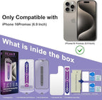 2 Pack Matte Screen Protector for iPhone 16 Pro Max, 9H Tempered Glass, Full Coverage, Anti-Fingerprint, Auto Dust-Elimination, No Bubble, Easy Installation