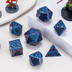 Metallic Glitter Stripes D&D Dice Set,7 PCS Polyhedral Dice Set with Gift,RPG Metal Dice Set Dungeons and Dragons Tabletop Game (Blue+Light Purple)